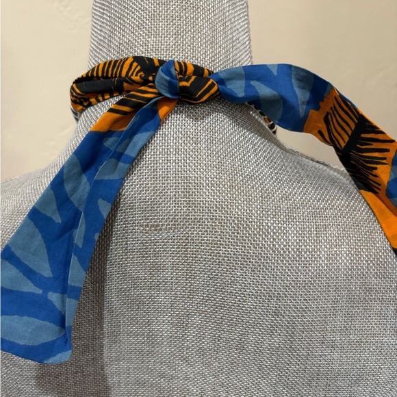 Johanna Ortiz Vida Salvaje Resort Halter Midi Dress Blue Orange Cotton Size 2 - Picture 9 of 13